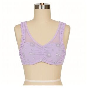 HOT TOPIC Lavender Ruffled Unicorn Print Bikini Top Size Jrs XS